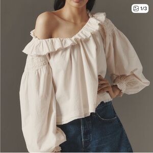 Anthropologie Ruffled V-Neck Blouse